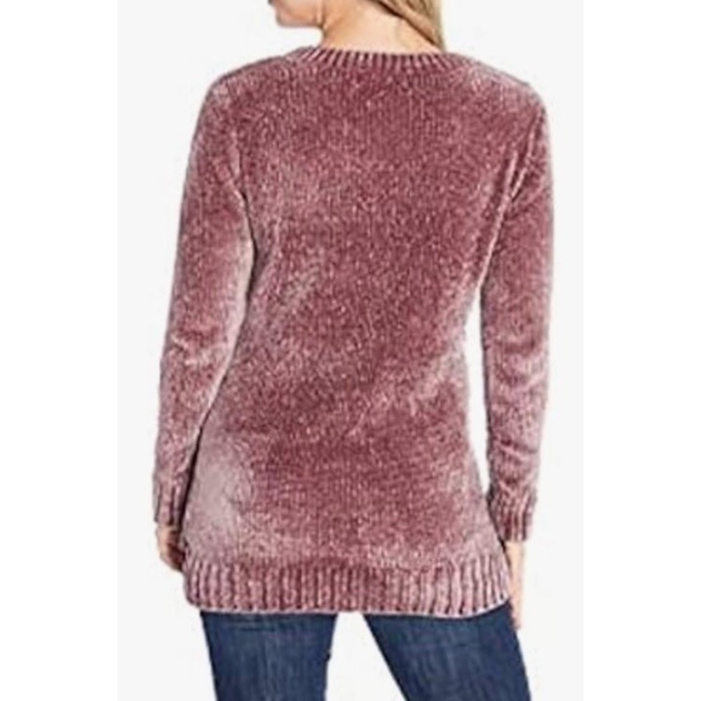 Orvis Womens Chenille V Neck Pullover Tunic Sweater Chunky Plushy‎ Mauve Sz M - Picture 2 of 9